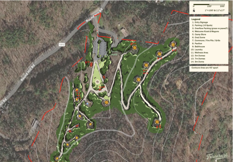 Annotated site layout for the Bryson City project